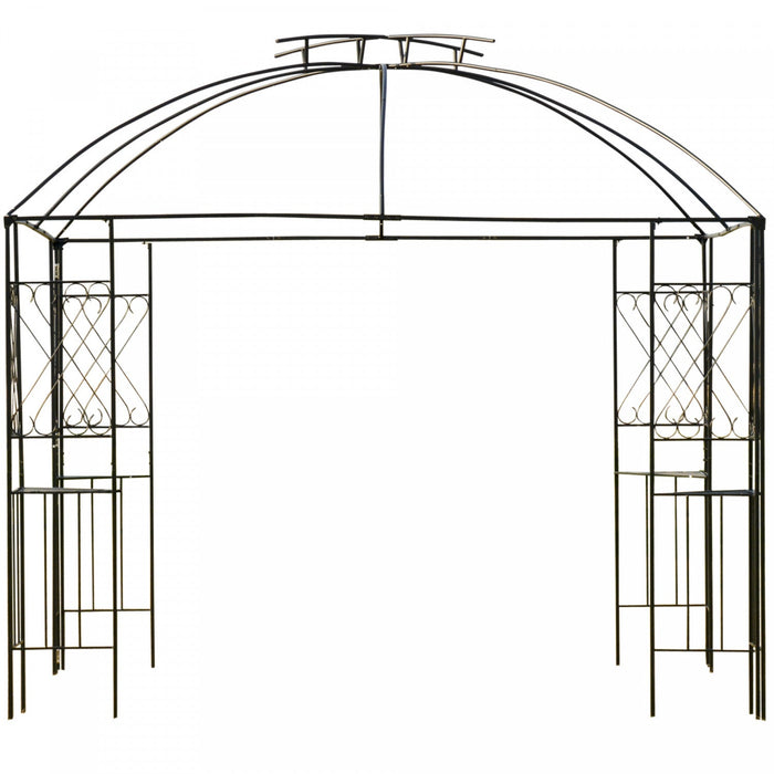 Outsunny 10' X 10' Outdoor Patio Gazebo Canopy With Double Tier Roof, Removable Mesh Nettings, Displ