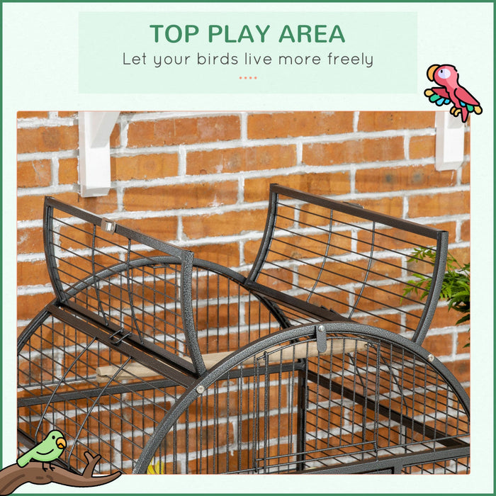 Pawhut 66\" Bird Cage Parrot Cage For Conures, Cockatiels, Parrotlet With Play Top, Rolling Stand, Pu