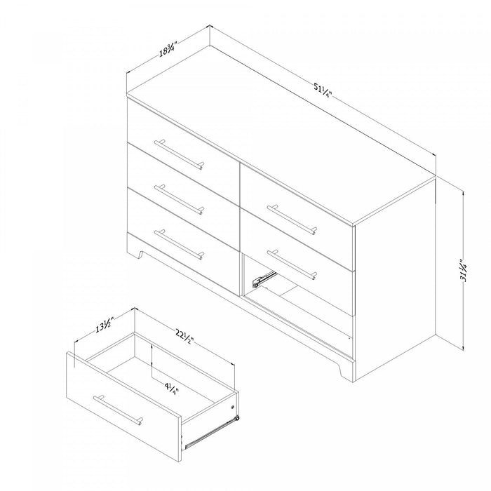Primo 6-drawer Dresser - Rustic Oak 