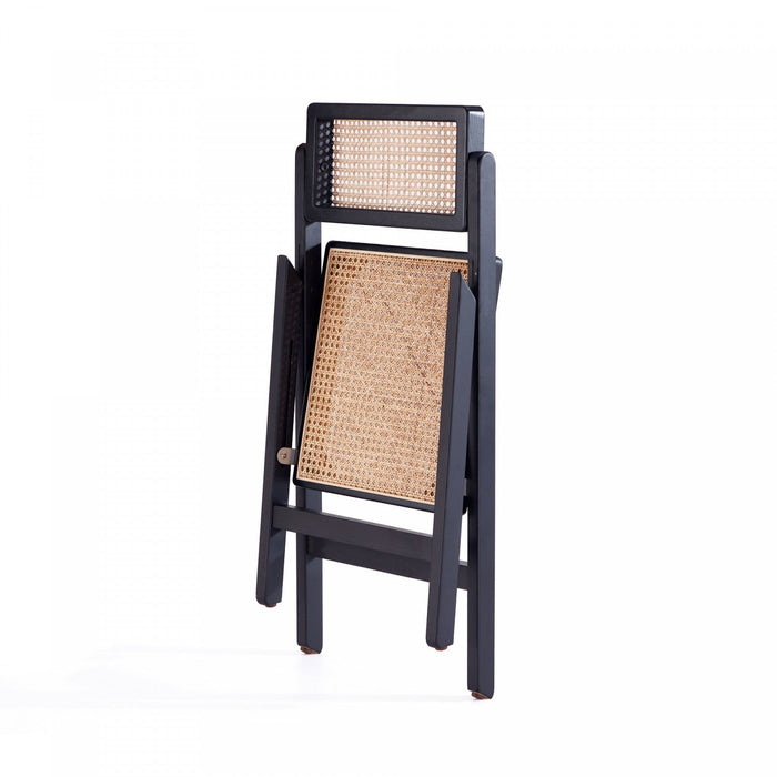 Pullman Industry Chic Wood Folding Chair in Black and Natural - Set of 4 Dining Chair 