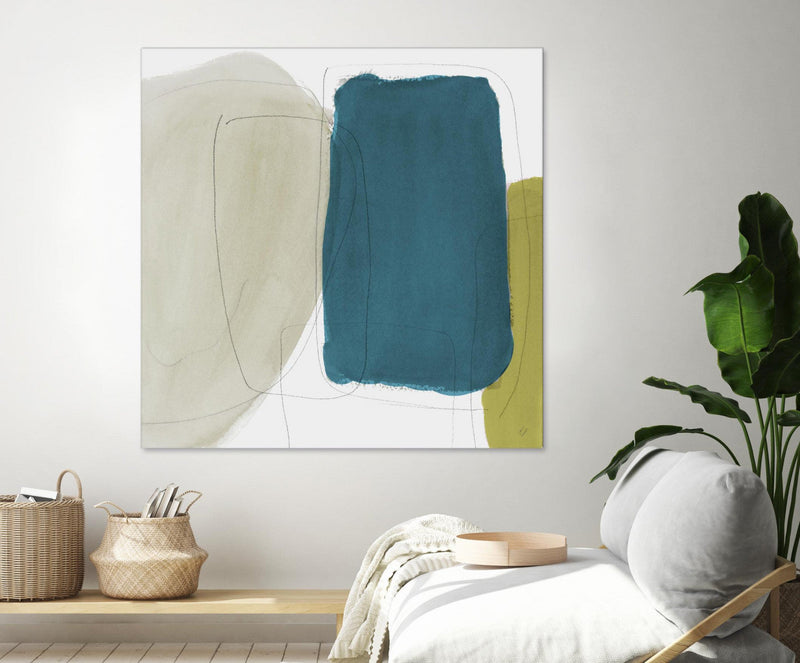 \"Beige And Navy Abstract\" Giant Art 54x54 Wall Art