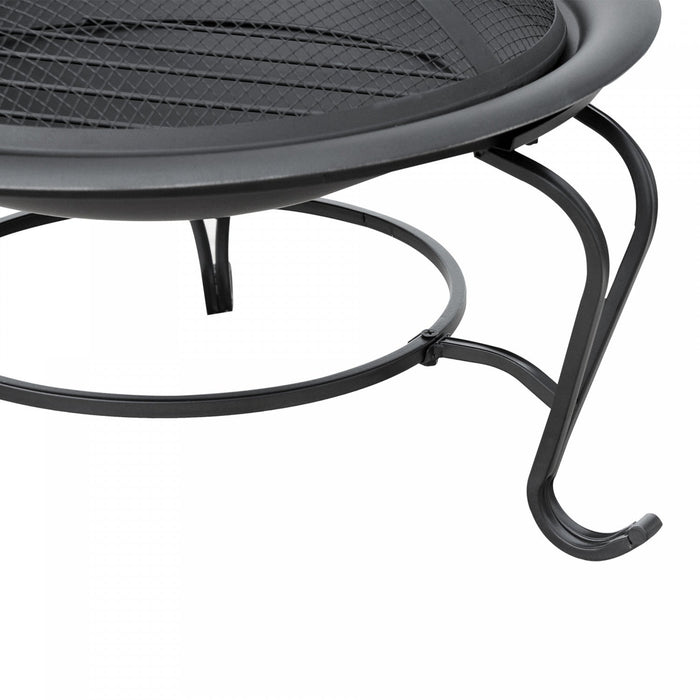 Outsunny 22\" Round Firepit Patio Fireplace Garden Heater Portable Wood Burning Porch With Poker And 