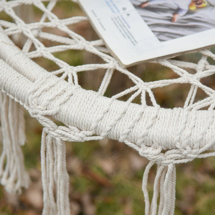 Outsunny Patio Hammock Chair, Hanging Rope Hammock Swing For Indoor & Outdoor Use With Backrest, Cot