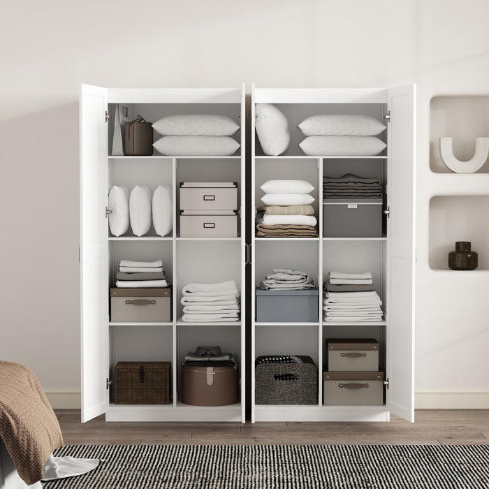 Cornelia Modern 30\" Storage Cabinet in White (7-Shelf) - Set of 2 Bookcase 