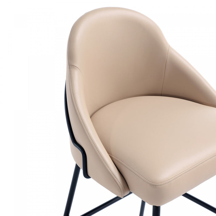 Gracie Modern Metal Upholstered Barstool in Tan and Black Bar Stool 