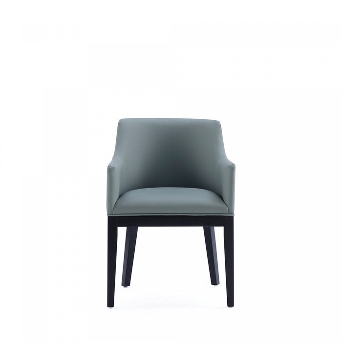 Gansevoort Modern Wood Vegan Leather Armchair in Pewter - Set of 2 