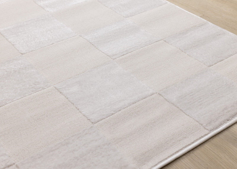 Leonardo White Grey Checkered Area Rug - 5'3\" x 7'7\"