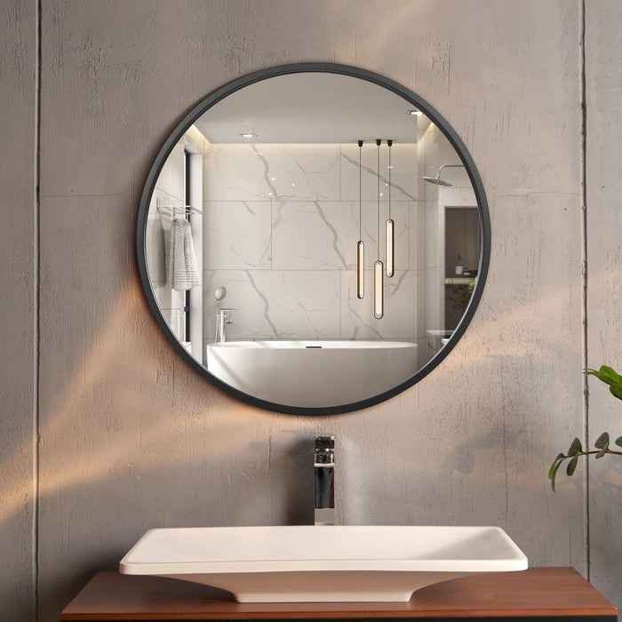Arcus 24\" X 24\" Hand Crafted Round Mirror - Black