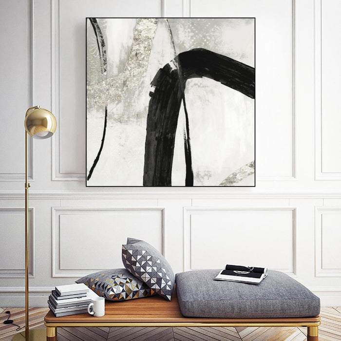 \"Black Ink Ii\" Canvas Framed Black 20x20 Wall Art