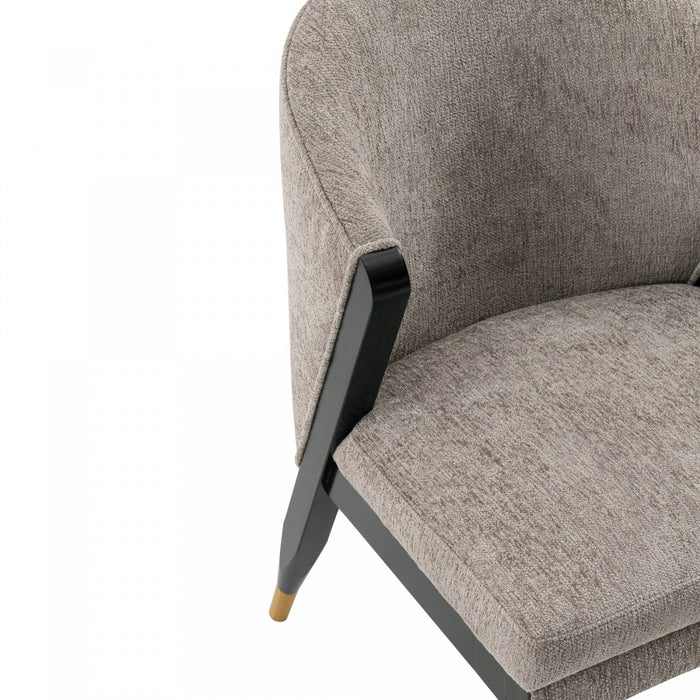 Ola Modern Wood Chenille Dining Chair in Stone - Set of 2 
