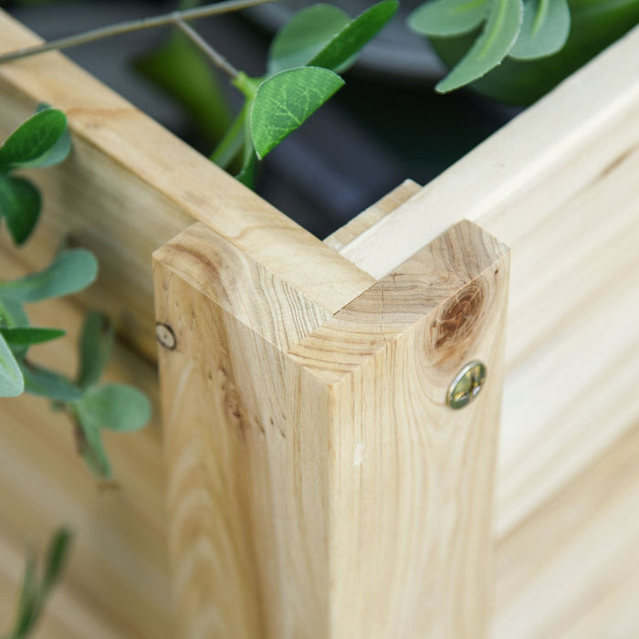 Outsunny Wooden Raised Garden Bed Planter W/storage Shelf, Natural Wood