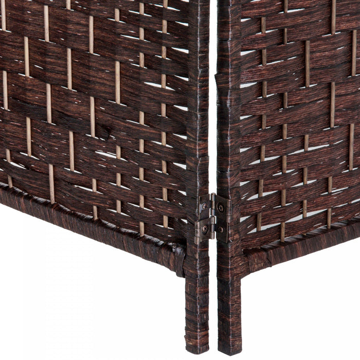 Homcom Double Hinged Woven Wicker Room Divider And Privacy Screens