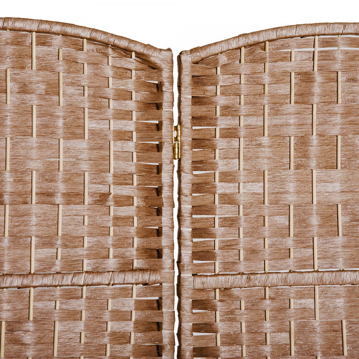 Homcom Double Hinged Woven Wicker Room Divider And Privacy Screens
