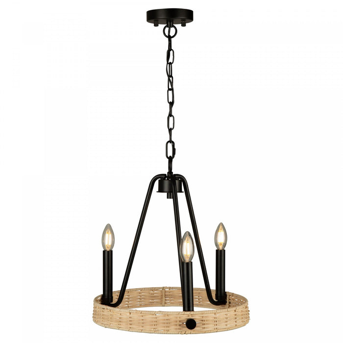 Perris 3-Light Black Chandelier 