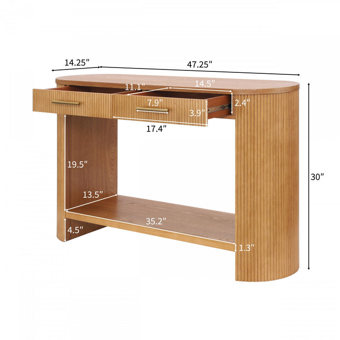 Olivia 47.25“ Modern Sofa Table with Storage and Drawer - Brown 