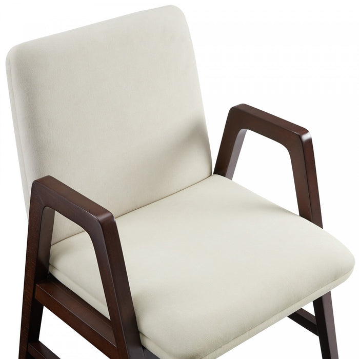 Stella Modern Wood Velvet Armchair in Cream 