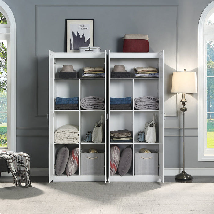 Hopkins Modern 30\" Storage Cabinet in White (7-Shelf) - Set of 2 Armoire 