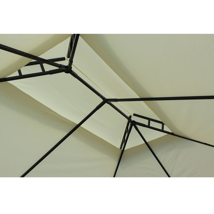 Outsunny 10x13ft Garden Gazebo Double-tiered With Curtain Outdoor Shelter Backyard Canopy Cream Whit