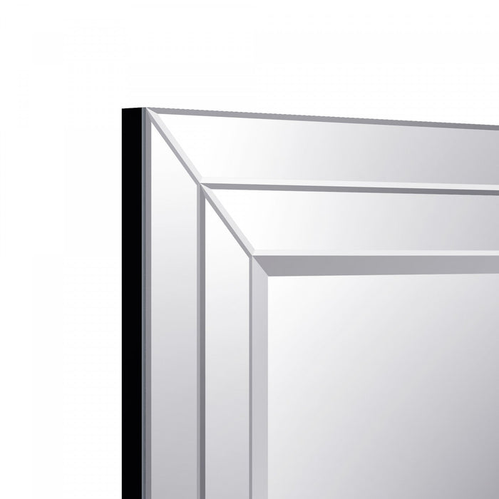 Clamp 30 Inch All-Glass Rectangular Double Beveled Mirror In Chrome 