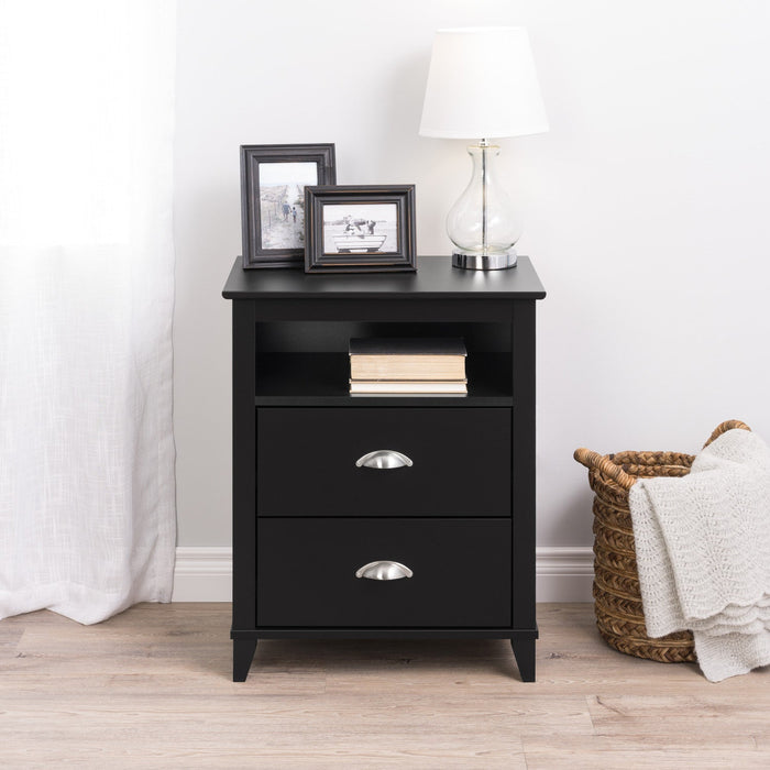 Yaletown 2-Drawer Tall Nightstand - Black