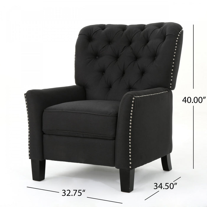 Lily Linen-look Fabric Push Back Recliner Chair With Rivet Accents,antique Dark Grey Accent Chair 
