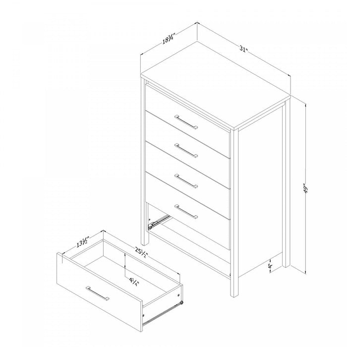 Gravity 5-Drawer Chest - Natural Ash