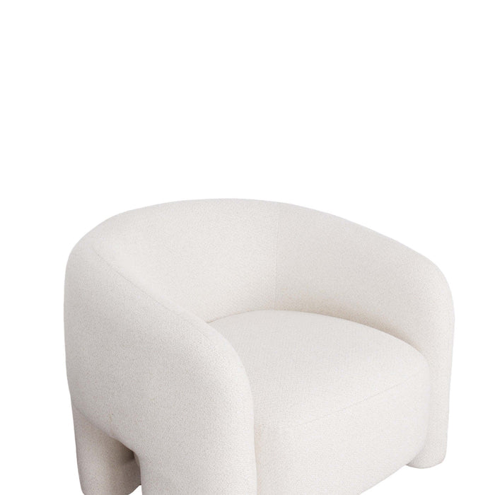Sylvia Modern Glam Tweed Lounge Chair in Ivory 