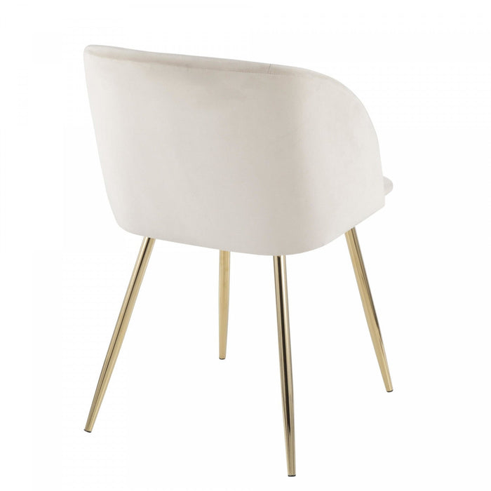 LumiSource Fran Cream Velvet Contemporary Dining Chair - Set of 2