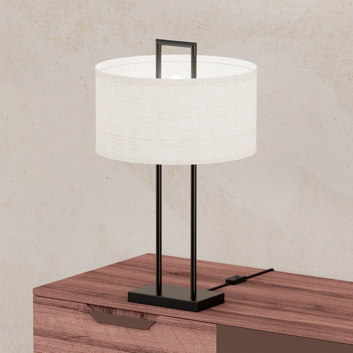 25\" Black Modern Table Lamp with Textured Shade 