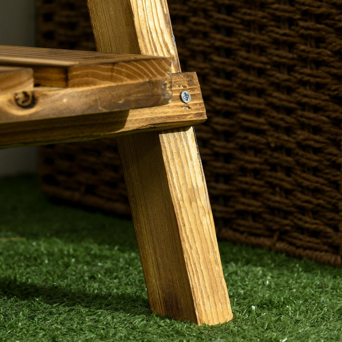 Outsunny Outdoor Plant Stand, Foldable Flower Stand 3-tier Wooden Plant Shelf For Garden Indoor Outd