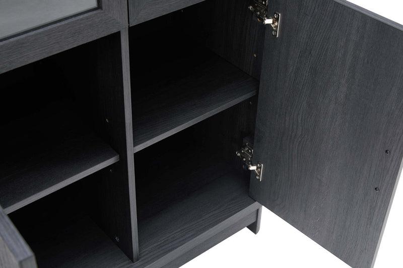 Jodie Mid-Century Modern 31\" Bookcase Cabinet in Charcoal Gray (6-Shelf) - Set of 3 