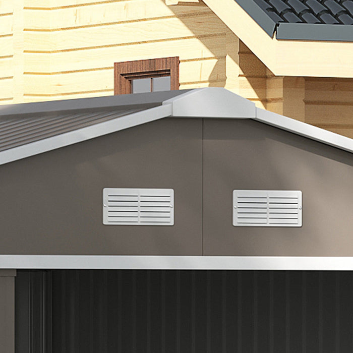 Outsunny 11' X 13' Garden Storage Shed With Double Sliding Door And 4 Ventilation Slots, Garden Tool