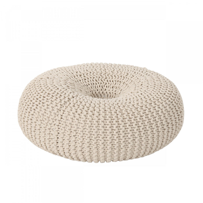 Murphy Upholstered Pouf,100% Cotton - Beige 