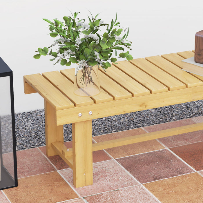 Outsunny 43.25" Outdoor Wood Garden Bench Double Seat Natural