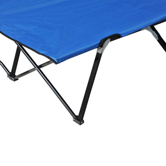 Outsunny 76" Two Person Folding Camping Cot With Carrying Bag, Blue