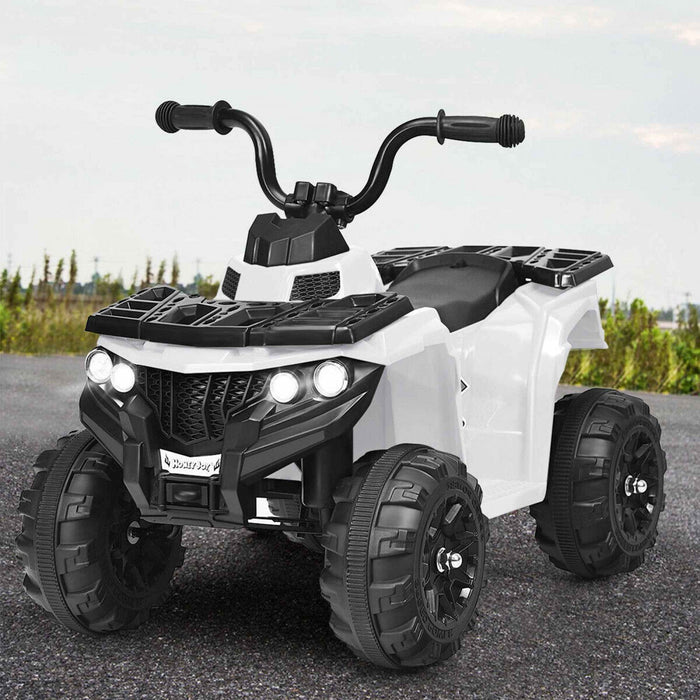 6v Battery Powered Kids Ride On Atv 4-wheeler Quad W/ Mp3 & Led Headlight White