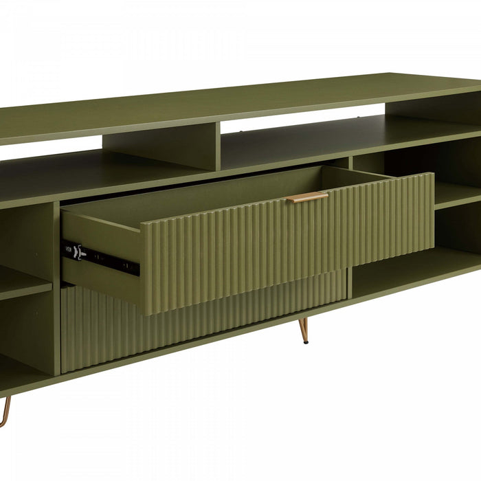 Dumbo Modern 85\" Fluted TV Stand in Olive Green 