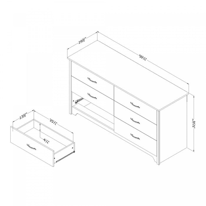 Fusion 6-drawer Dresser - Pure White 