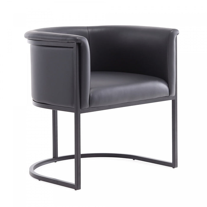 Cosmopolitan Mid-Century Modern Vegan Leather Metal Dining Chair in Black - Set of 2 