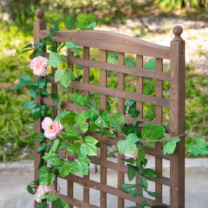 Outsunny Raised Garden Bed With Trellis For Climbing Vines, Wood Garden Planter Box, Free Standing F
