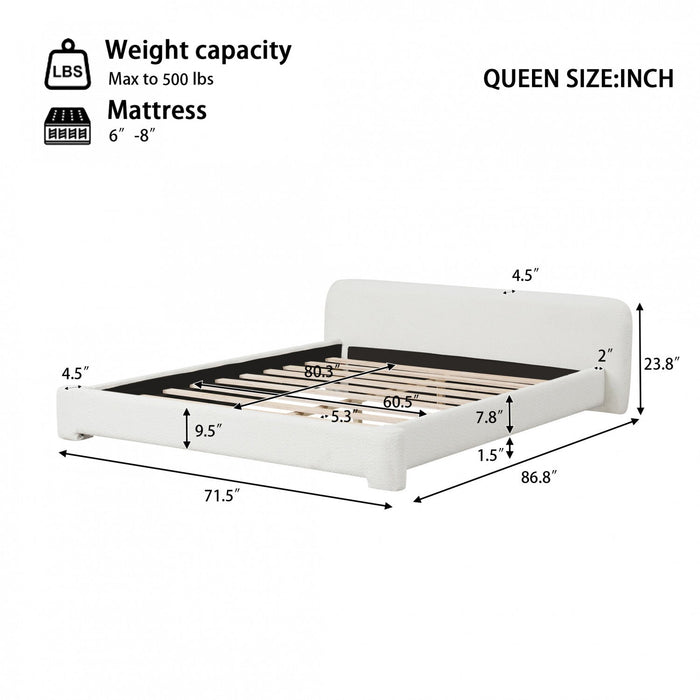 Joyce Comfortable and Stylish Bedroom Upholstered Bed,Queen Size,White Queen Bed  