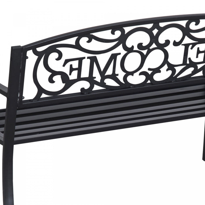 Outsunny 50" 2-seater Garden Bench, Patio Decorative Chair, Black