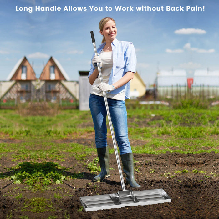 Costway Lawn Leveling Rake 30" X 10" Heavy Duty Level Lawn Tool For Garden Backyard/lawn Silver