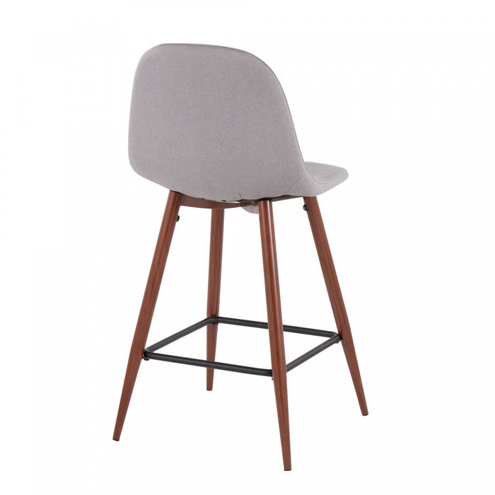 LumiSource Pebble Light Grey Fabric Mid-Century Modern Counter-Height Stool - Set of 2