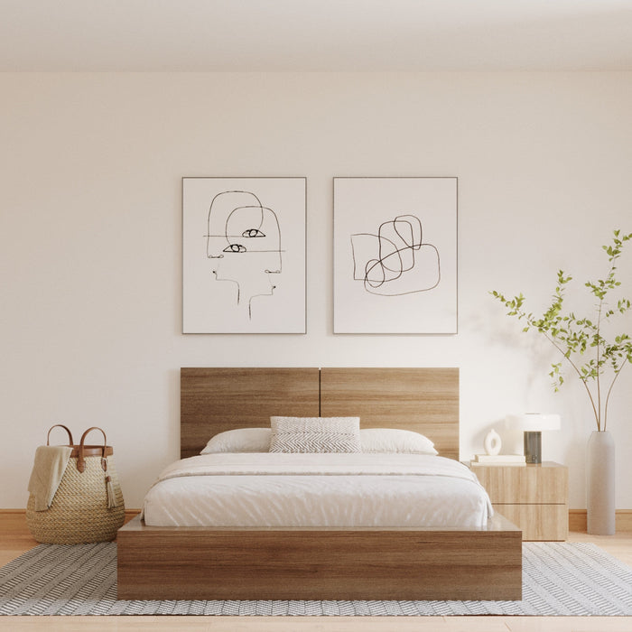 Nordika James Nightstand With 2-Drawers - Brown Oak
