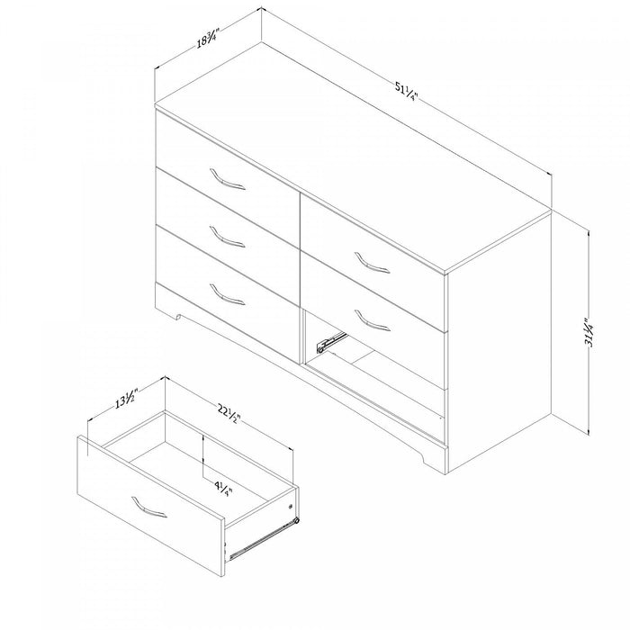 Step One 6-drawer Dresser - Pure White 