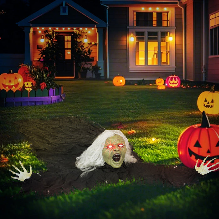 Outsunny 72" Halloween Animated Crawling Zombie, Indoor Outdoor Party Props