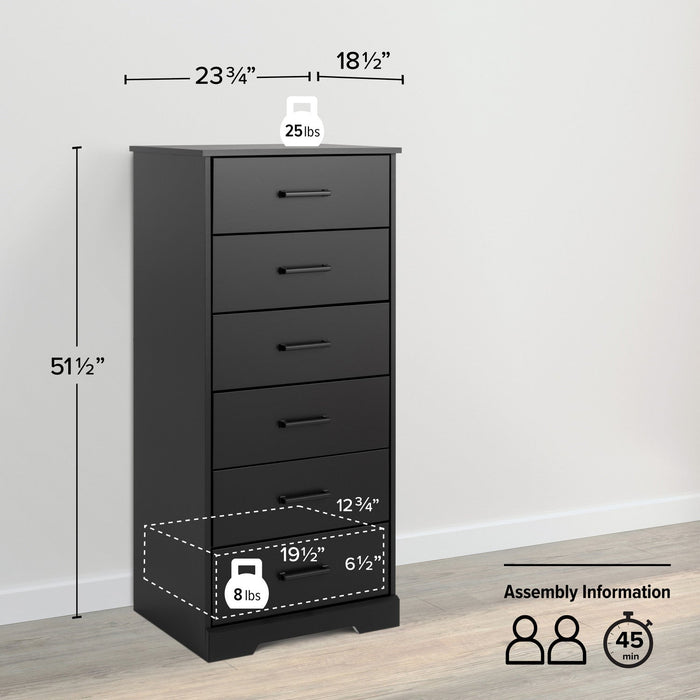 Prepac Rustic Ridge 23.75\" 6-Drawer Chest - Black