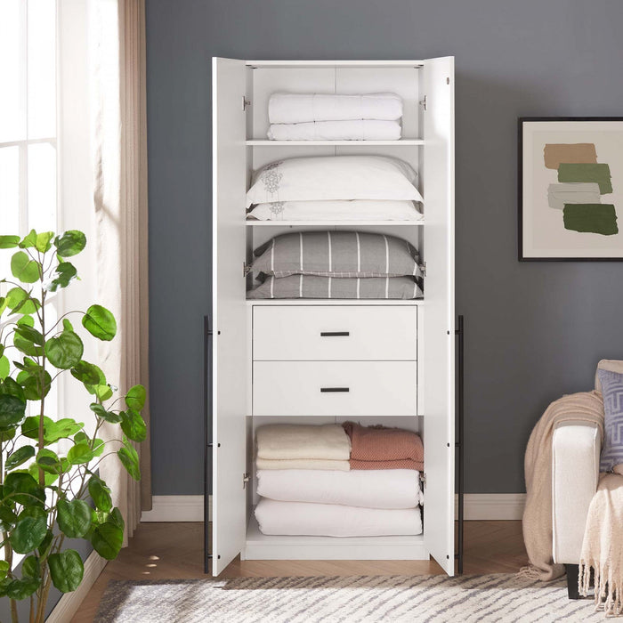 Lee Modern 32\" Wardrobe Closet in White Armoire 