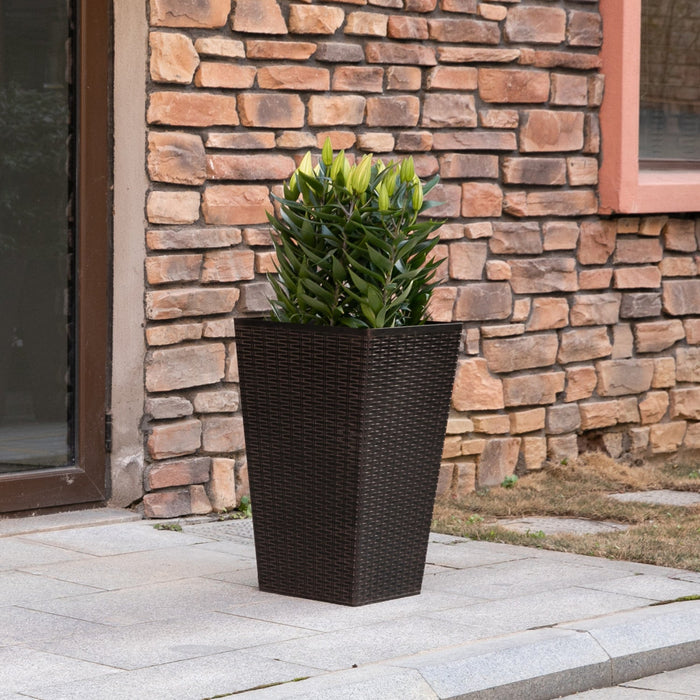 Outsunny Set Of 3 Tall Planters With Drainage Hole, Outdoor & Indoor Flower Pot Set For Front Door, 